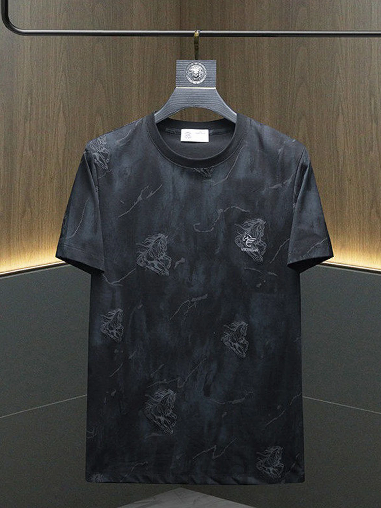 

Мужская футболка Slim Fit с коротким рукавом, круглым вырезом, принтом, повседневная, универсальная, летняя 2026, дышащая, комфортная, из смесового хлопка, модная