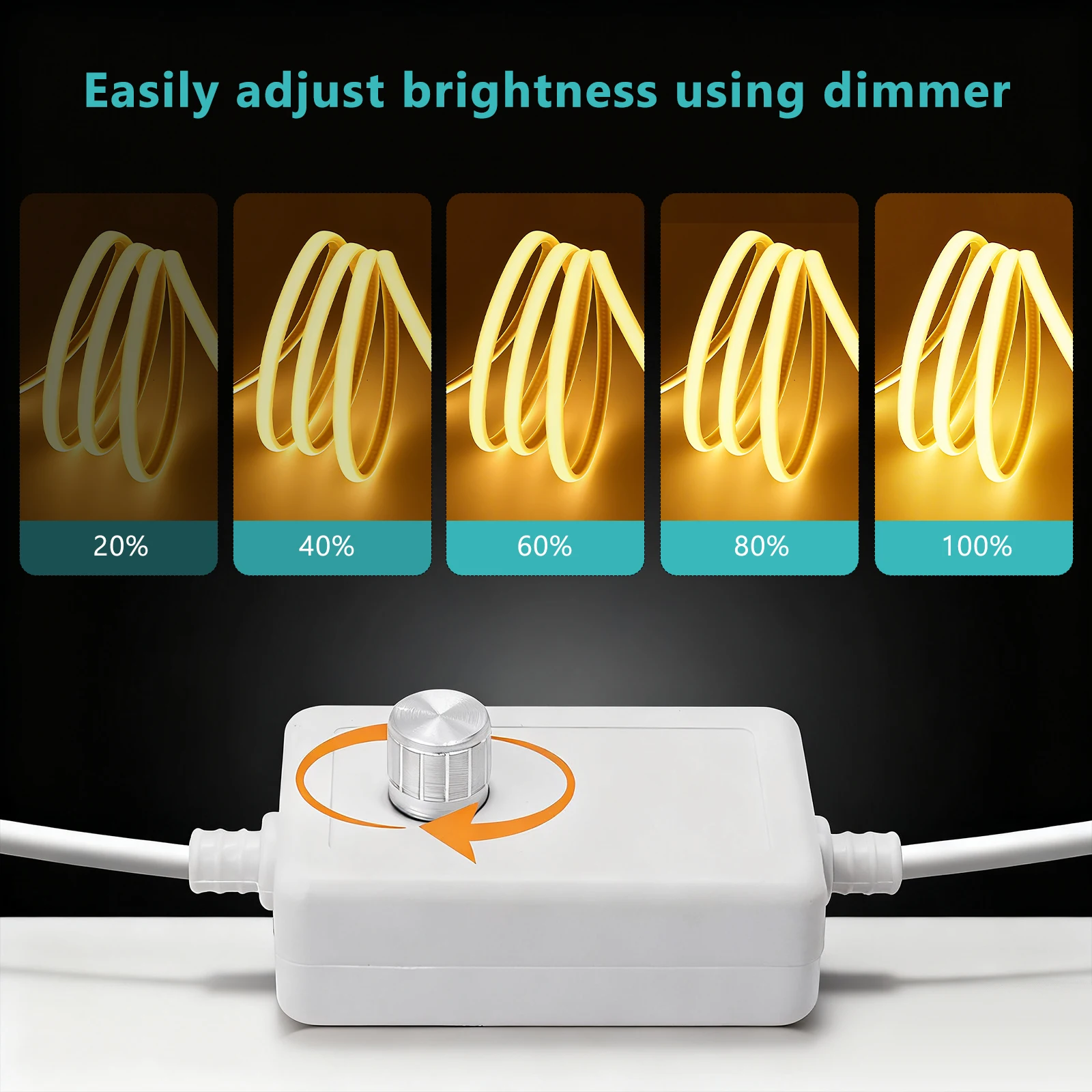 220V COB LED Light Strip IP65 Waterproof Ribbon Tape With EU Dimmer Switch Plug Flex FOB Neon Strips For Home Garden Lighting view 5