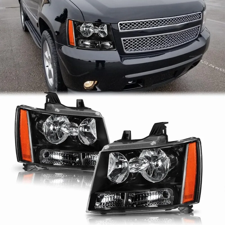 

Фара в сборе для Chevy Tahoe Suburban Avalanche 20072013 Фара для водителя и пассажира, пара, черный корпус Amb