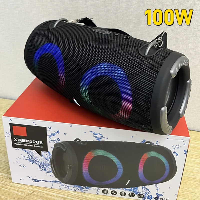 Caxia De Som Bluetooth Speaker Portable RGB Colorful Light Waterproof Subwoofer 360 Stereo Surround TWS FM Boom Box High Power