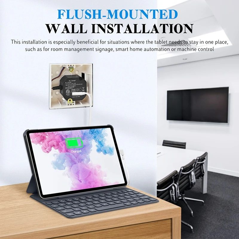AC To USB C Adapter Flush Wall-Mounted Power Supply For USB-C Tablets 5-20V With Output 30W Charger For Ipad