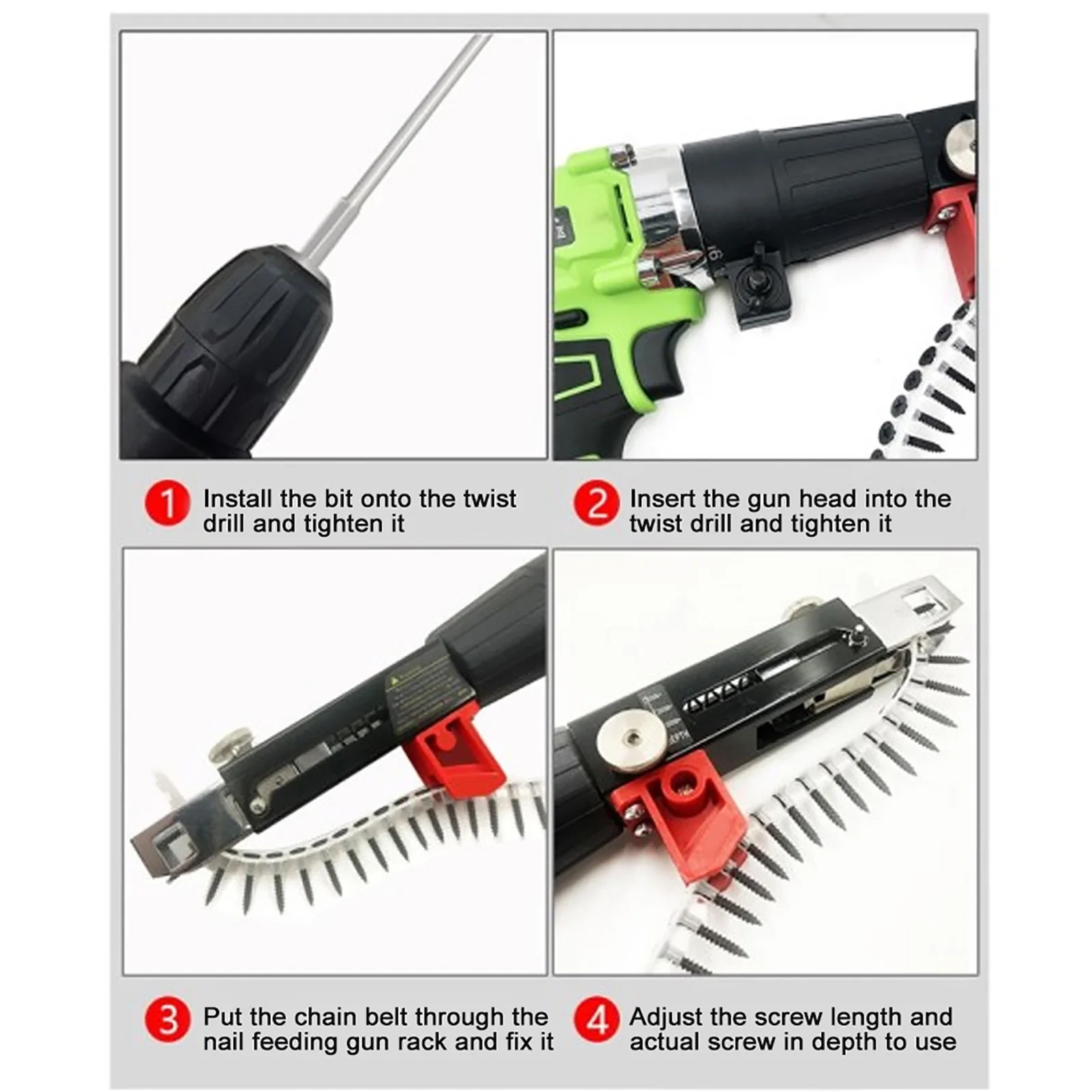 Automatic Chain Nail Gun Electric Drill Screw Tightening Equipment Woodworking Tool Adapter Screw Gun Screw Tightening Equipment