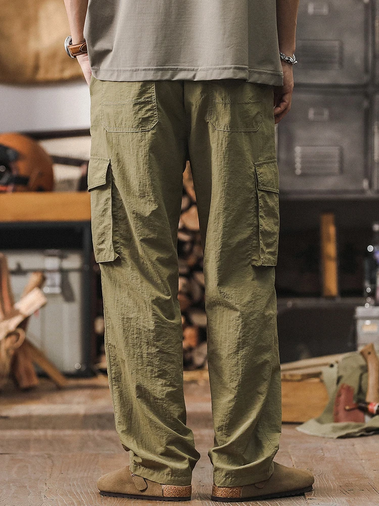 American Sle Qui Dry Waterproof Work Trousers Men Summer Thin Ice Silk Loose Straight Casual Outdoor Pants