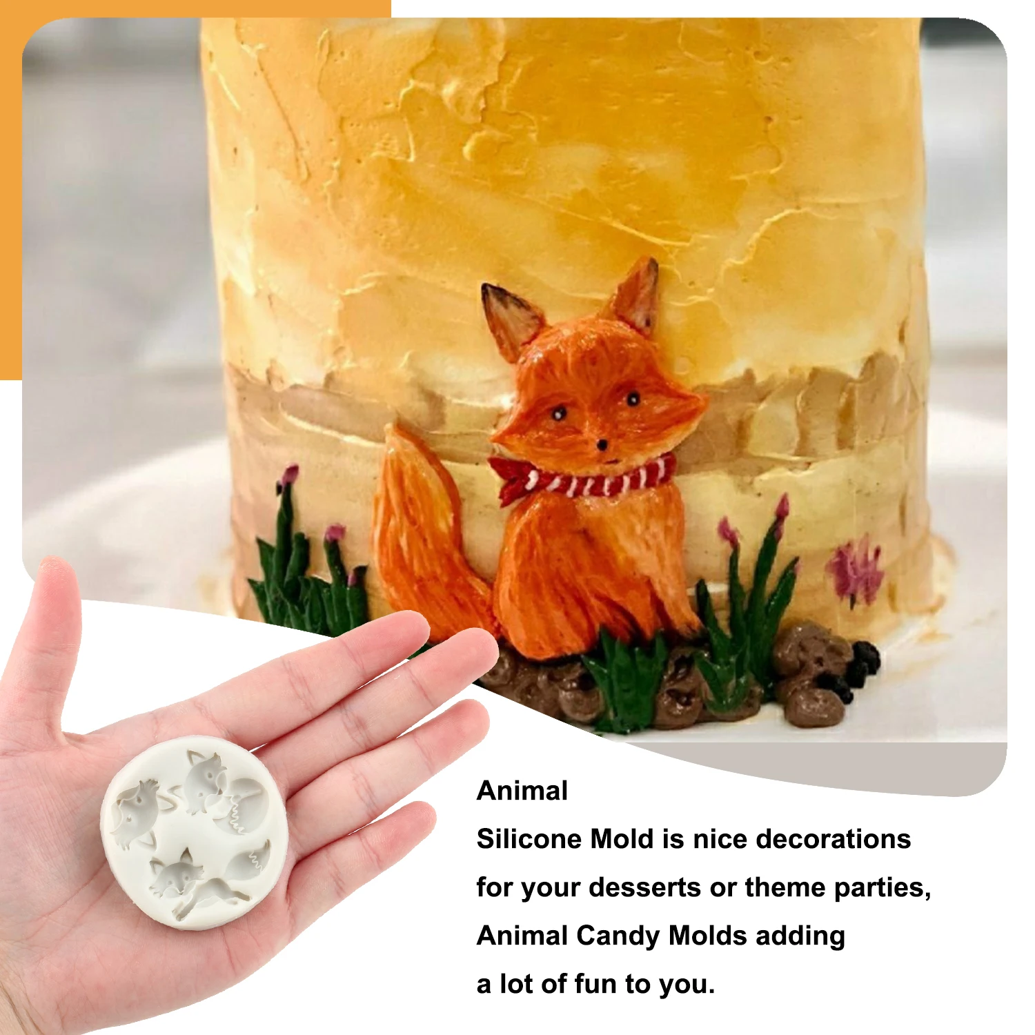 Baby Birthday Cute Fox Head Fondant Cake Decorating Tools Animals Cupcake Topper Silicone Molds Candy Chocolate Gumpaste Moulds