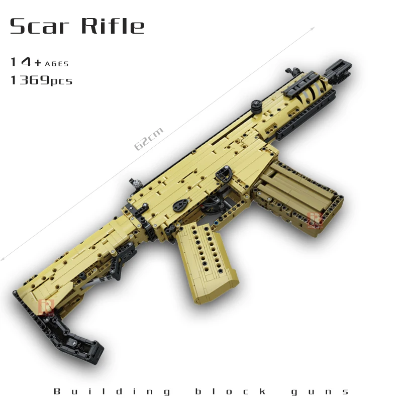 Belgium Army Weapons SCAR Gun Building Blocks SOF Combat Assault Rifle Model Kit Kids Military SWAT Game Technical Bricks Toys