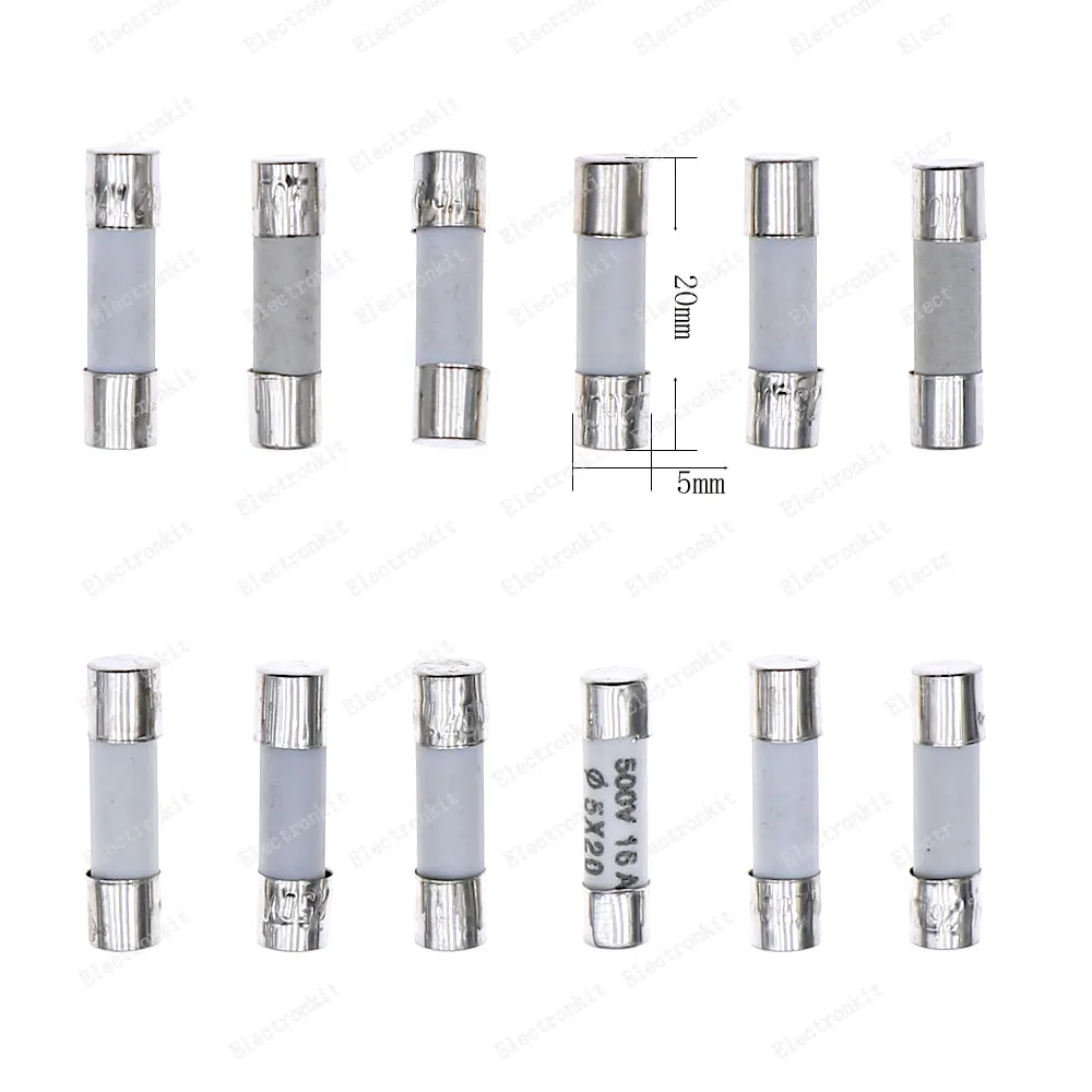 240Pcs 24Value 5*20mm Fast Blow Ceramic Fuse 250V 0.1A 0.25A 0.5A 1A 2A 2.5A 3A 3.15A 4A 5A 6A 6.3A 8A 10A 15A 16A 20A 30A