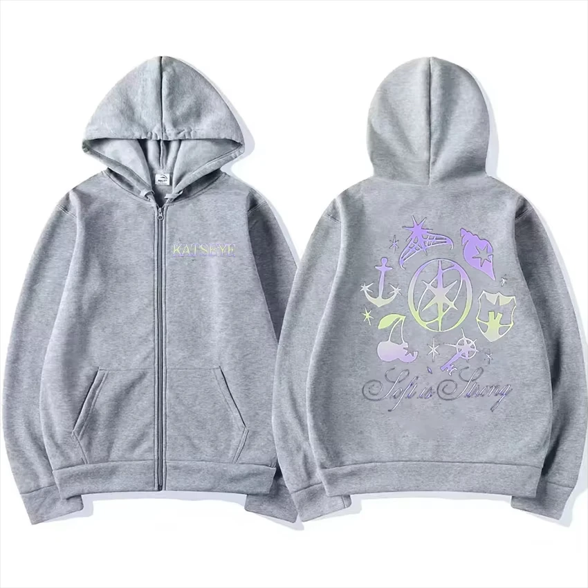 بدلة رياضية برسومات Katseye بغطاء للرأس عتيقة للرجال والنساء 2025 ملابس عصرية من الصوف معطف هيب هوب سترة فضفاضة ملابس خروج