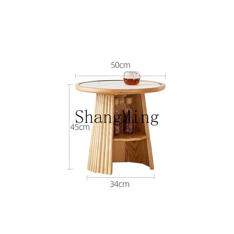 

ZHB solid wood size round coffee table combination small apartment simple personality edge log wind rock board small