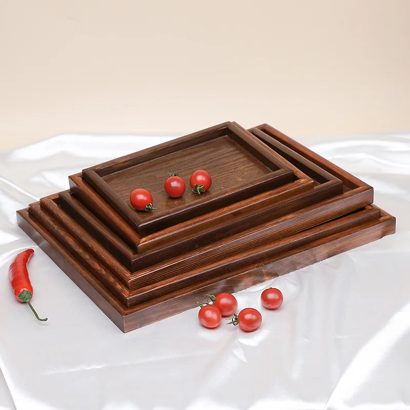 Rectangular Acacia Wooden Tray, Rectangular Serving Tray, Household Restaurant Serving Tray