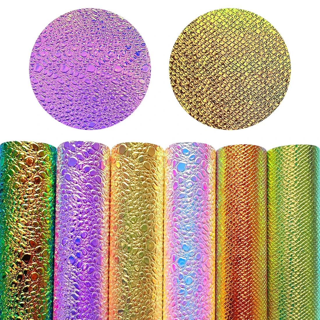 Laser Holographic Iridescent Pu Synthetic Faux Leather Gold Fabric Sheet for Earrings Bows Bag Material DIY Leatherette 30*135CM