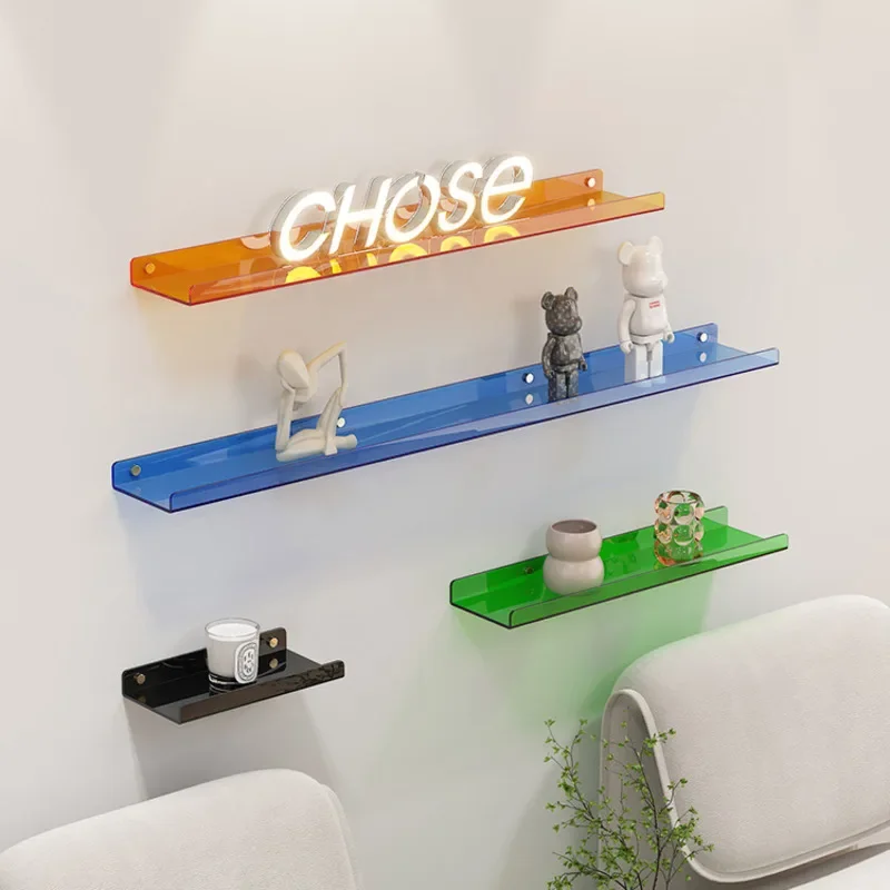 

Non Perforated Acrylic Wall Mounted Shelf Multifunctional Wall Mounted Display Rack Creative Wall Mounted Straight Partition