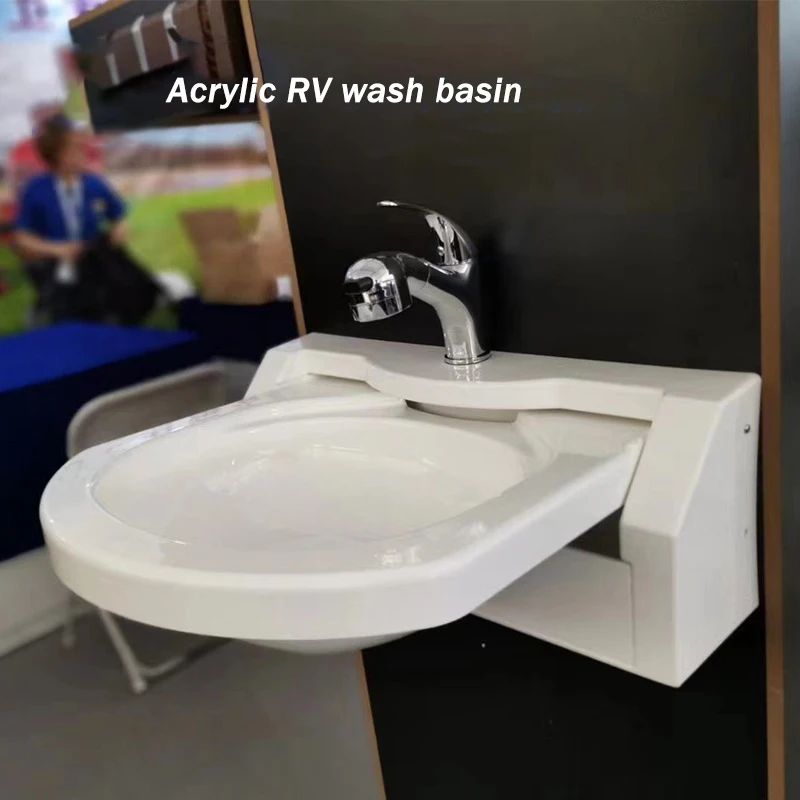 RV Acrylic Folding Sink with Faucet Wash Basin Durable Bathroom For Boat Caravan Motorhome Camper