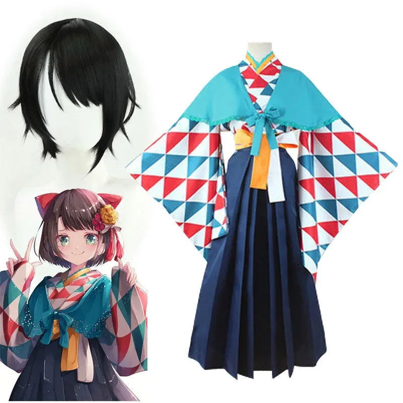 

VTuber Oozora Subaru, комплект кимоно для косплея Hololive 486, костюмы, женская японская одежда, парик Oozora Subaru, черные короткие волосы