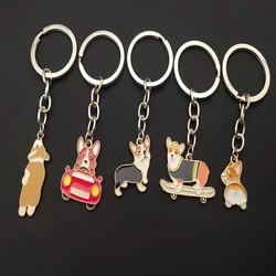 New Cartoon Cute Corgi Keychain Cute Enamel Keychain Pet Dog Jewelry Bags Car Accessories Keychain Pendant Gift