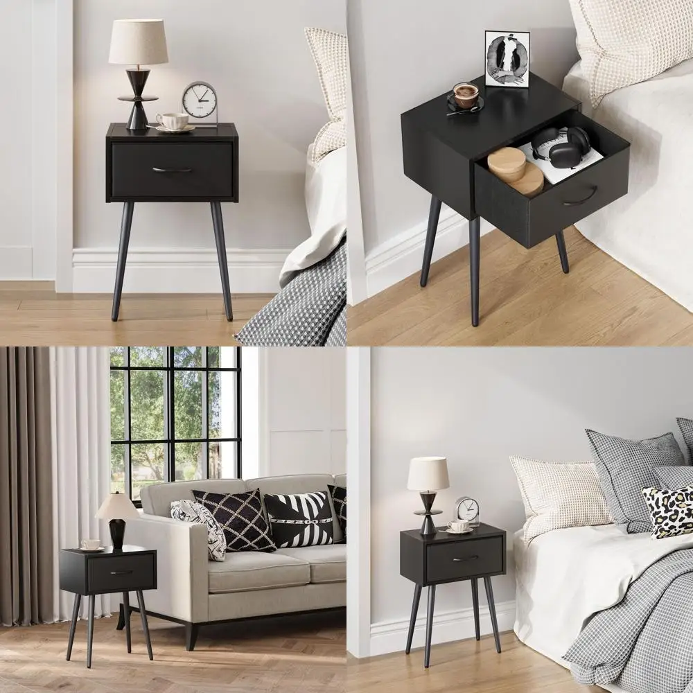 

Пара современных тканевых прикроватных тумбочек с металлическими ножками, акцентные столики для спальни, гостиной, офиса