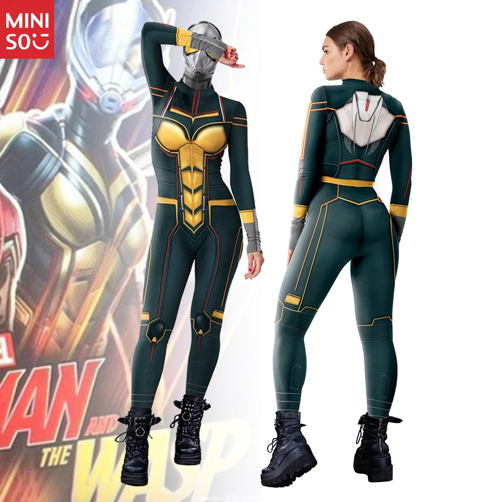 

Miniso Wasp Cosplay Costume with Hood | Cartoon Anime Bodysuit, Adult Roleplay Jumpsuit
