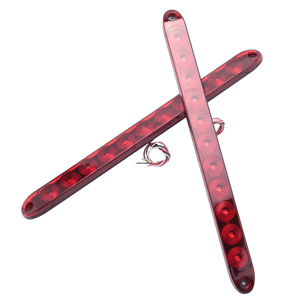 

4Pcs Red 15 Inch 11 LED Trailer Light Bar Sealed Stop Turn Tail Park Third 3Rd Brake Light