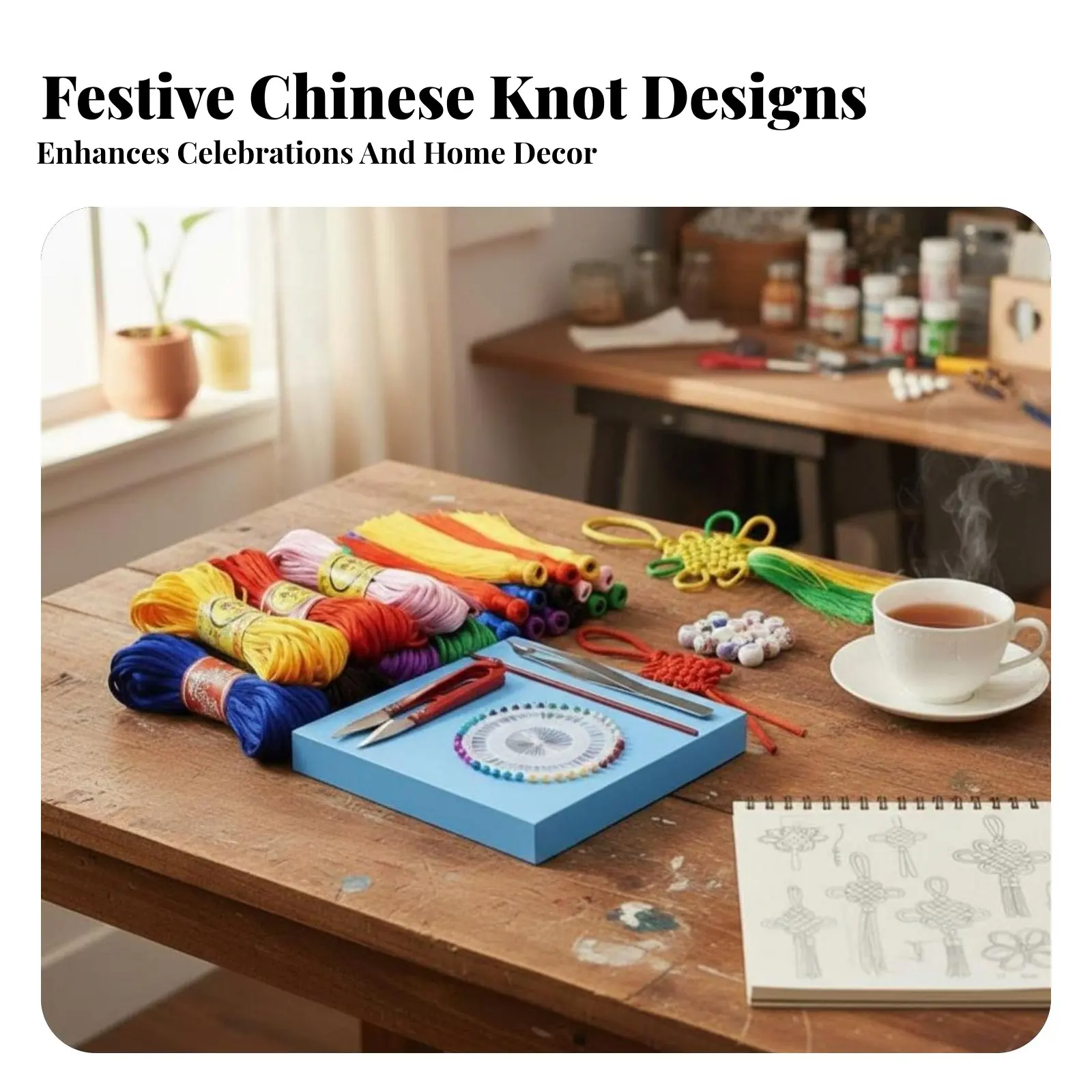 

Chinese Knot Cord, Weaving String Set, DIY Craft Kit for Students, Beginners, Handicraft Workshop
