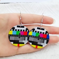 1 pair of acrylic double-sided no signal TV retro style earrings, women's earrings, the best choice for gifts