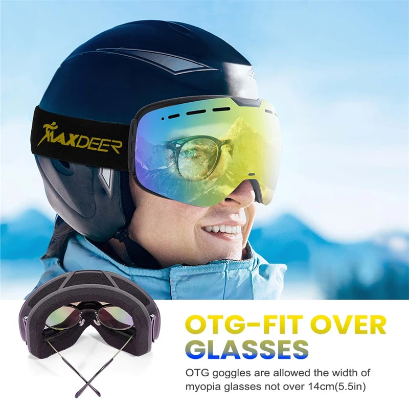 Ski brille mit gelber Linse uv400 Anti-Fog sphärische Ski brille für Männer Frauen Snowboard Skifahren Schneemobil Schnee brille otg