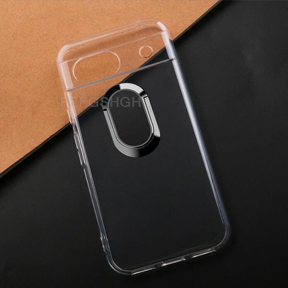 For Google Pixel 8 Pro Google8 Pixel 9 8 7 6 Pro 8A 7A 6A Back Ring Holder Bracket Phone Cover TPU Soft Silicone Case