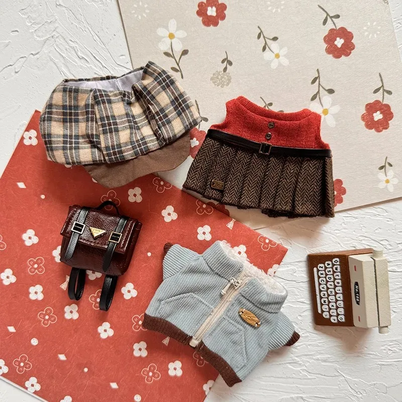 17cm Labubu Doll Clothes Cute College Style Set Doll Accessories Outfit for 17cm Labubu Doll