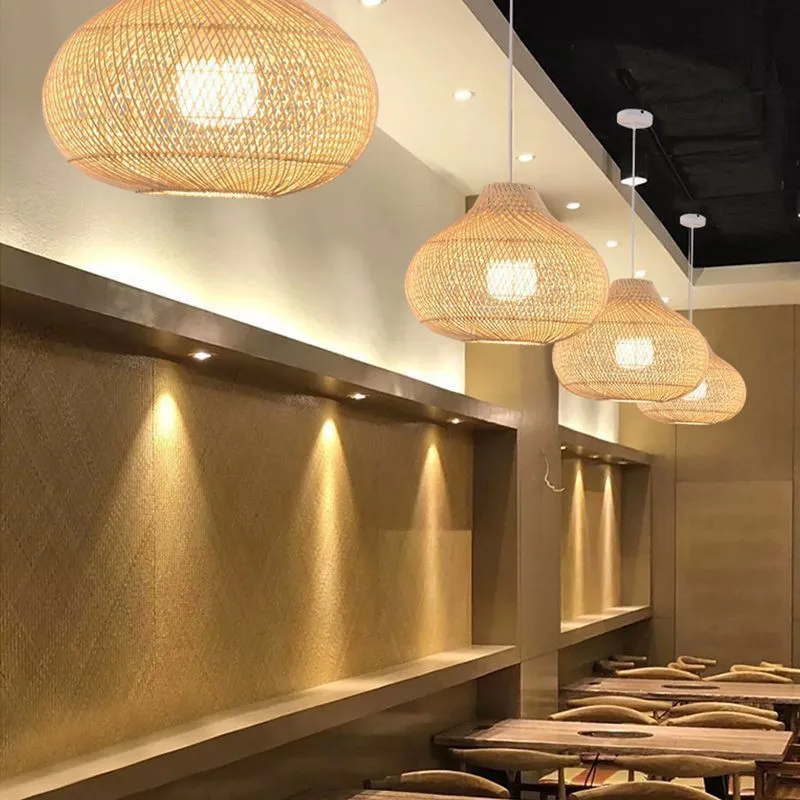 

Beige Rattan Chandelier 35CM Wicker Pendant Lights Fixture Woven Basket Hanging Light for Dining Room Kitchen Island Living Room