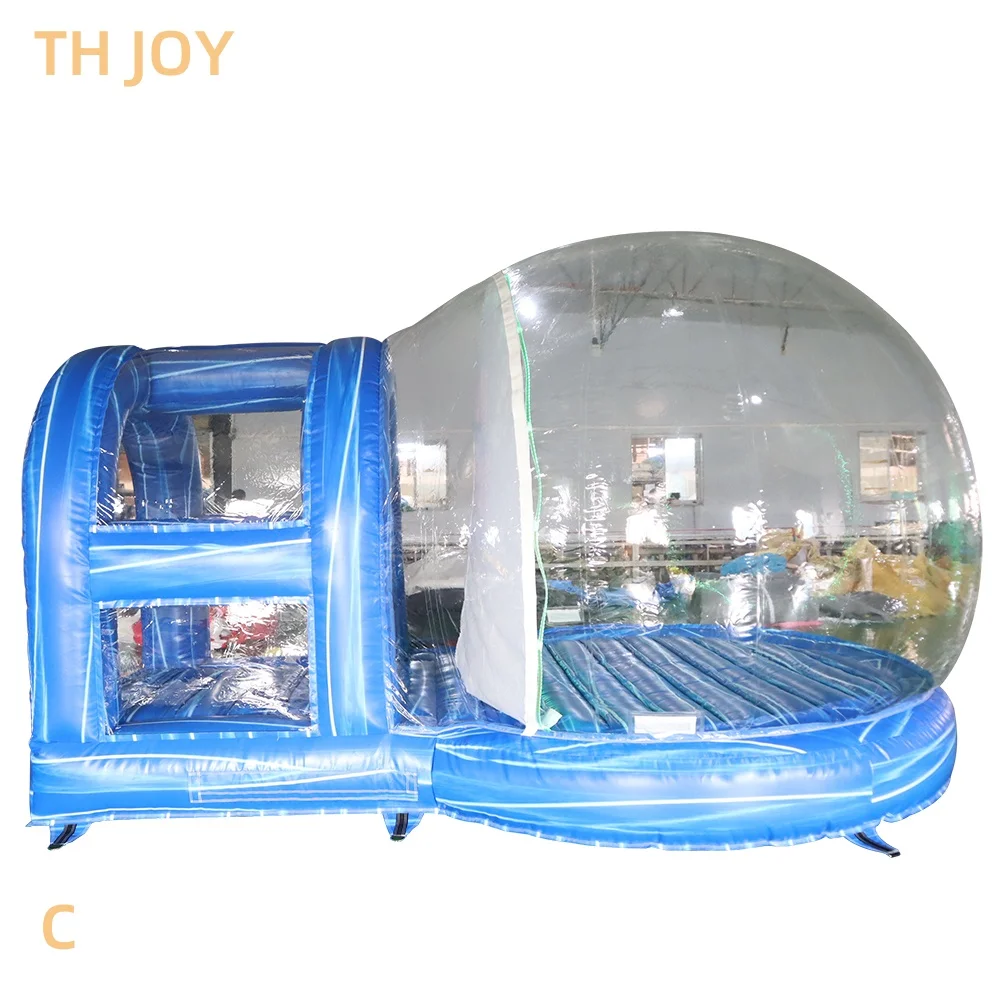 Fast Air Shipping, Christmas snow globe inflatable bubble tent, 4.5m transparent inflatable snow globe with tunnel