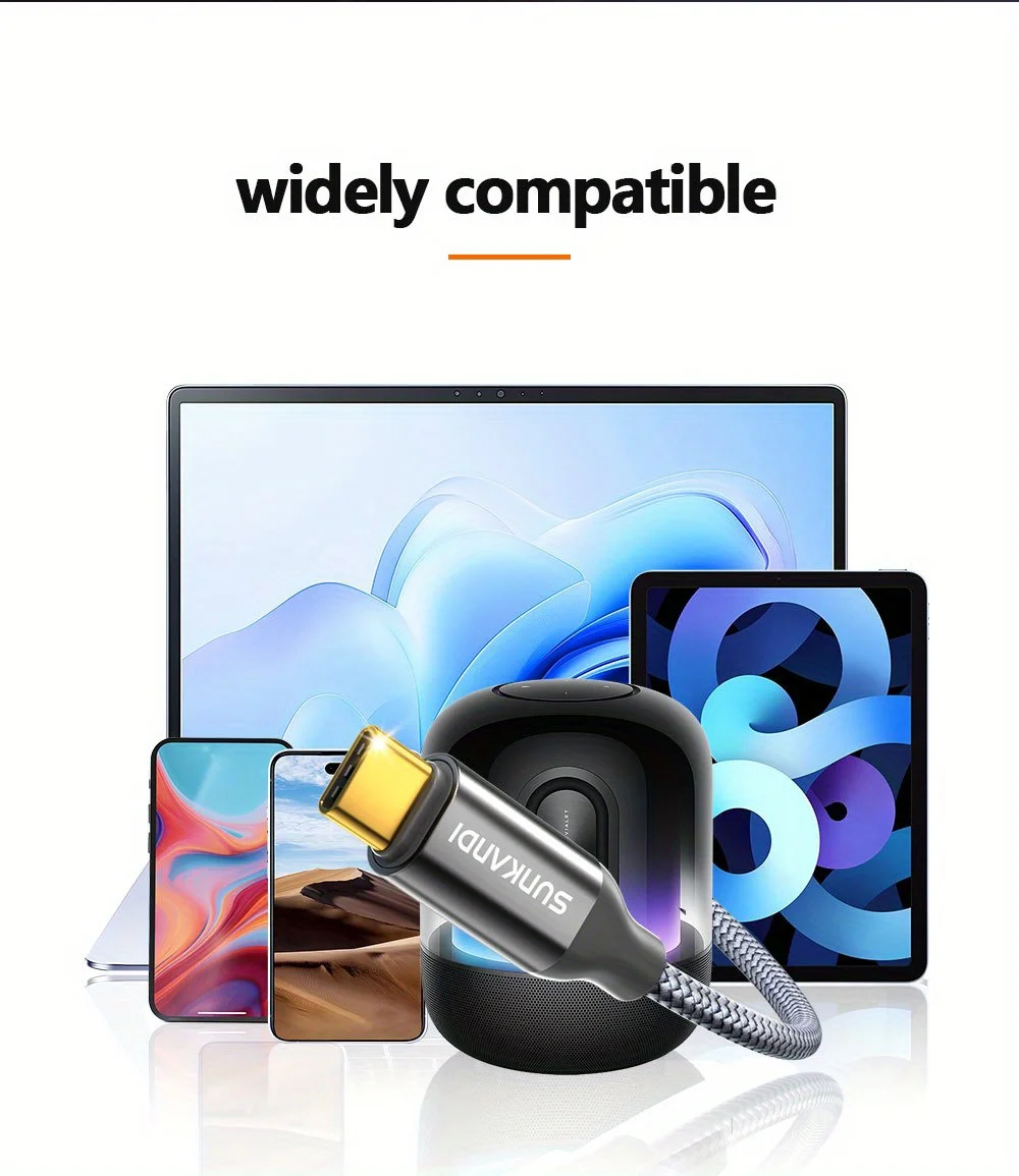 SUNKANDI USB C to 3.5mm Audio Aux Jack Cable, HiFi Aux 90 Degrees Cord for iPhone 16 15 Samsung Galaxy S24 , iPad Pro, MacBook