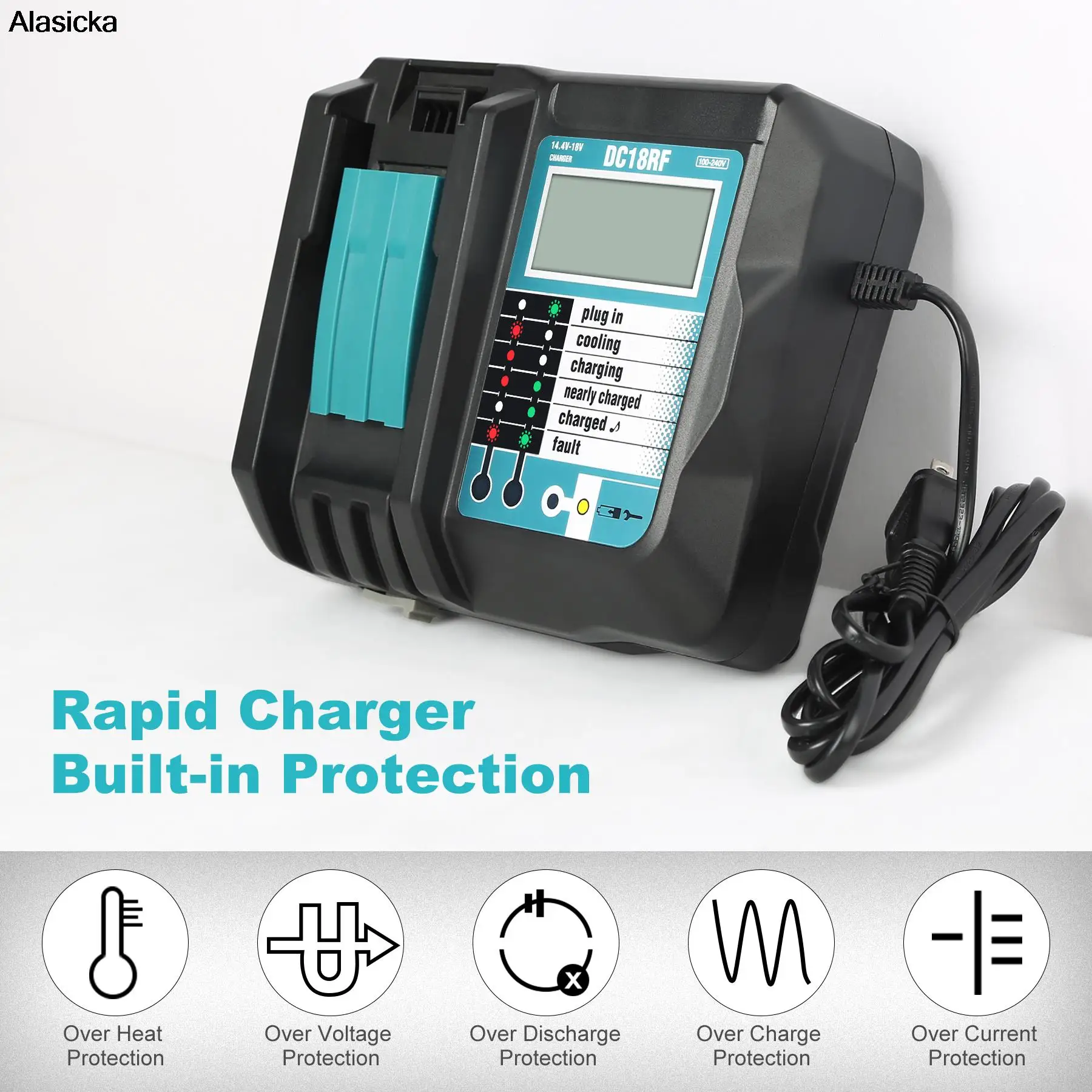 شاحن بطارية ليثيوم أيون 14.4 فولت/18 فولت 3.5A لماكيتا DC18RF BL1840 BL1830 BL1430 BL1440 DC18RC 3.5A أداة شحن بمنفذ USB