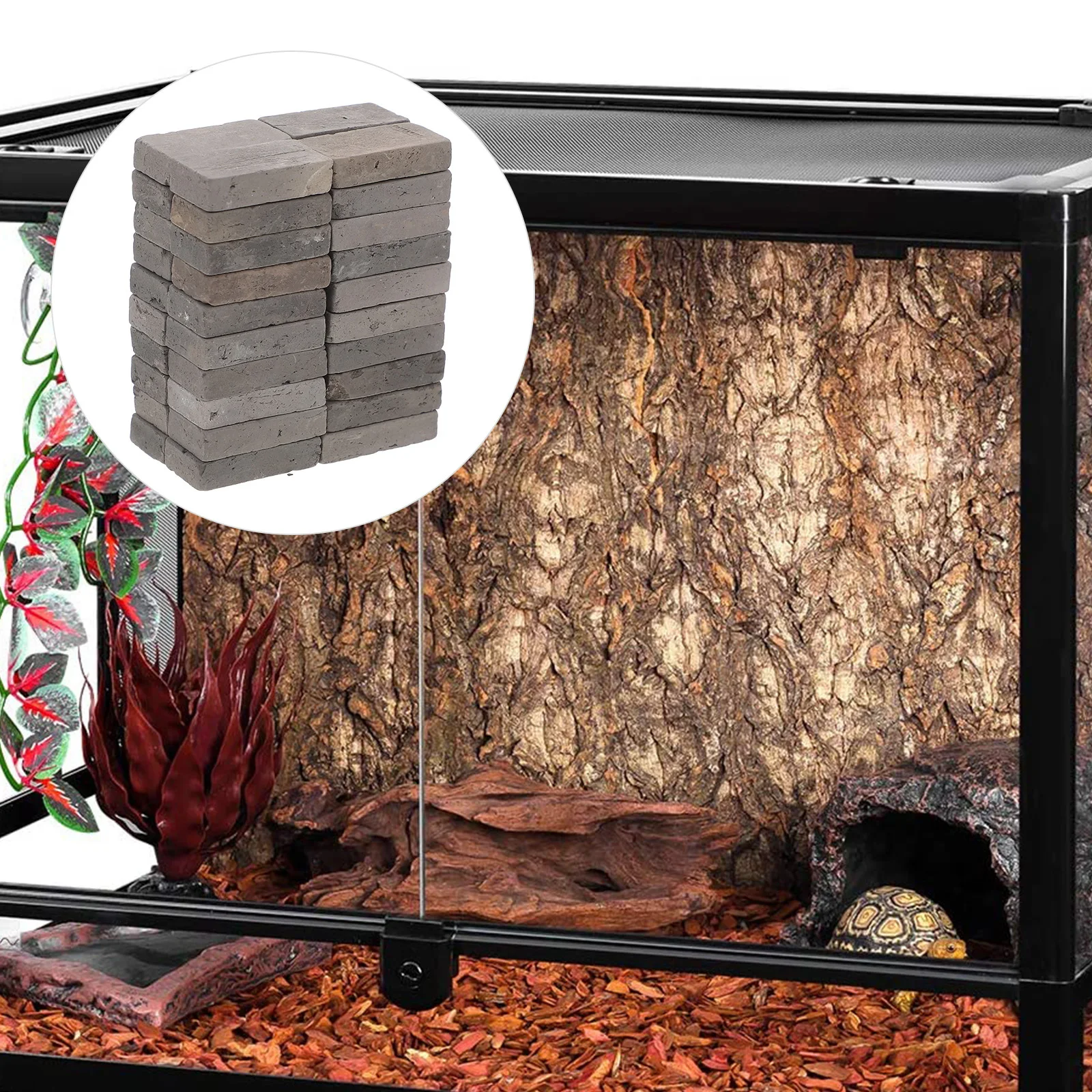 

40pcs Mini Bricks Realistic Clay Building Blocks For Turtle Tank Landscaping Diy Aquarium Decoration Dollhouse Fake Bricks Sand