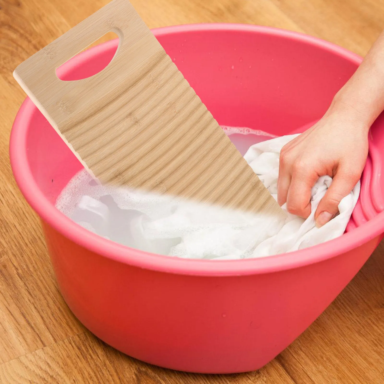 

Wash Board for Hand Washing Clothes Bamboo Laundry Cleaning Board Professional Ergonomic Hand Washboard for Home School
