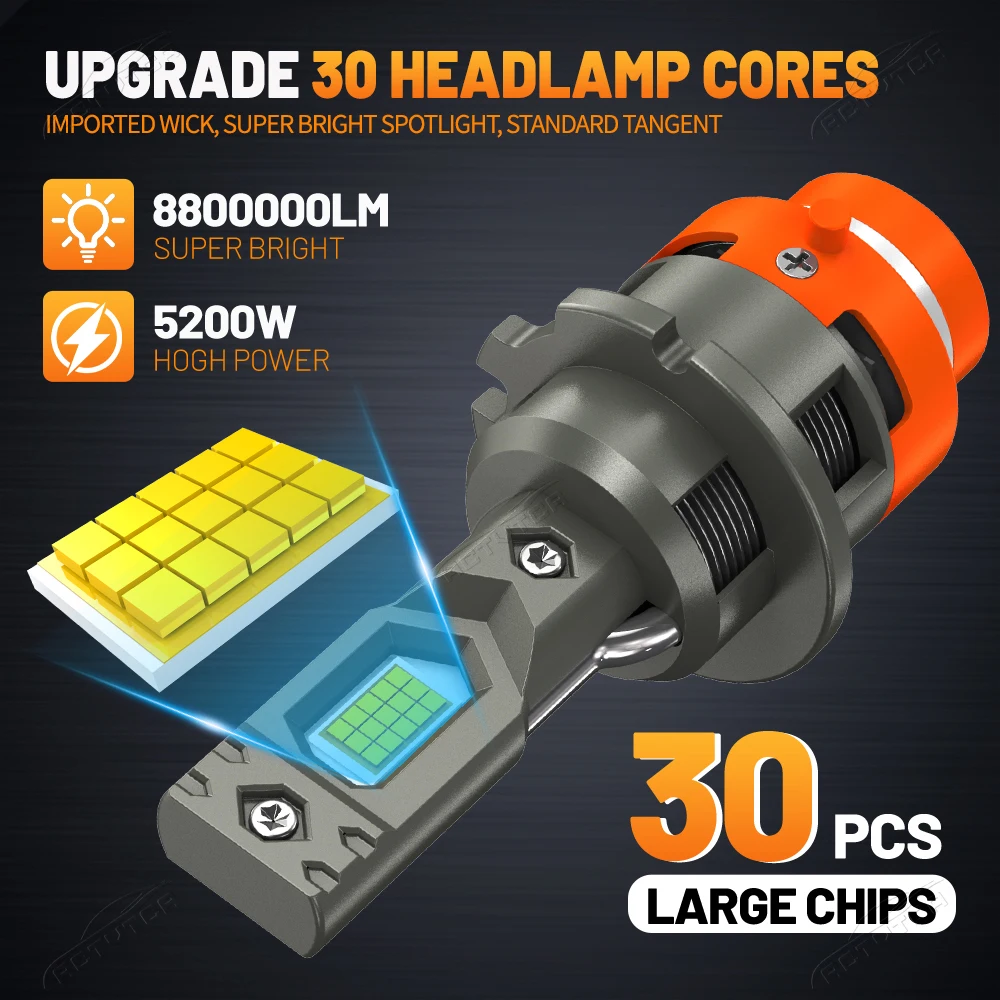 Lampu Depan LED D4S D2S Canbus 1:1 HID D1S D3S D1R D2R D3R D4R Lampu Mobil 8800000LM 5200W Plug&Play Turbo LED Bulb Untuk Mobil