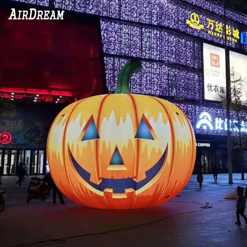 Custom high quality giant inflatable Halloween pumpkin head with LED light balloon decoration