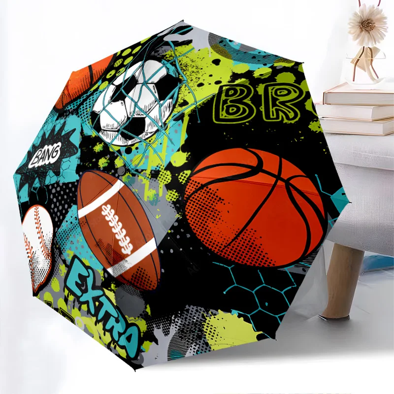 

Спортивные мячи, складной зонт для футбола, модный дизайн с автоматическим открытием, 8, железные ребра, пластиковая ручка, складной солнцезащитный козырек, идеальные подарки