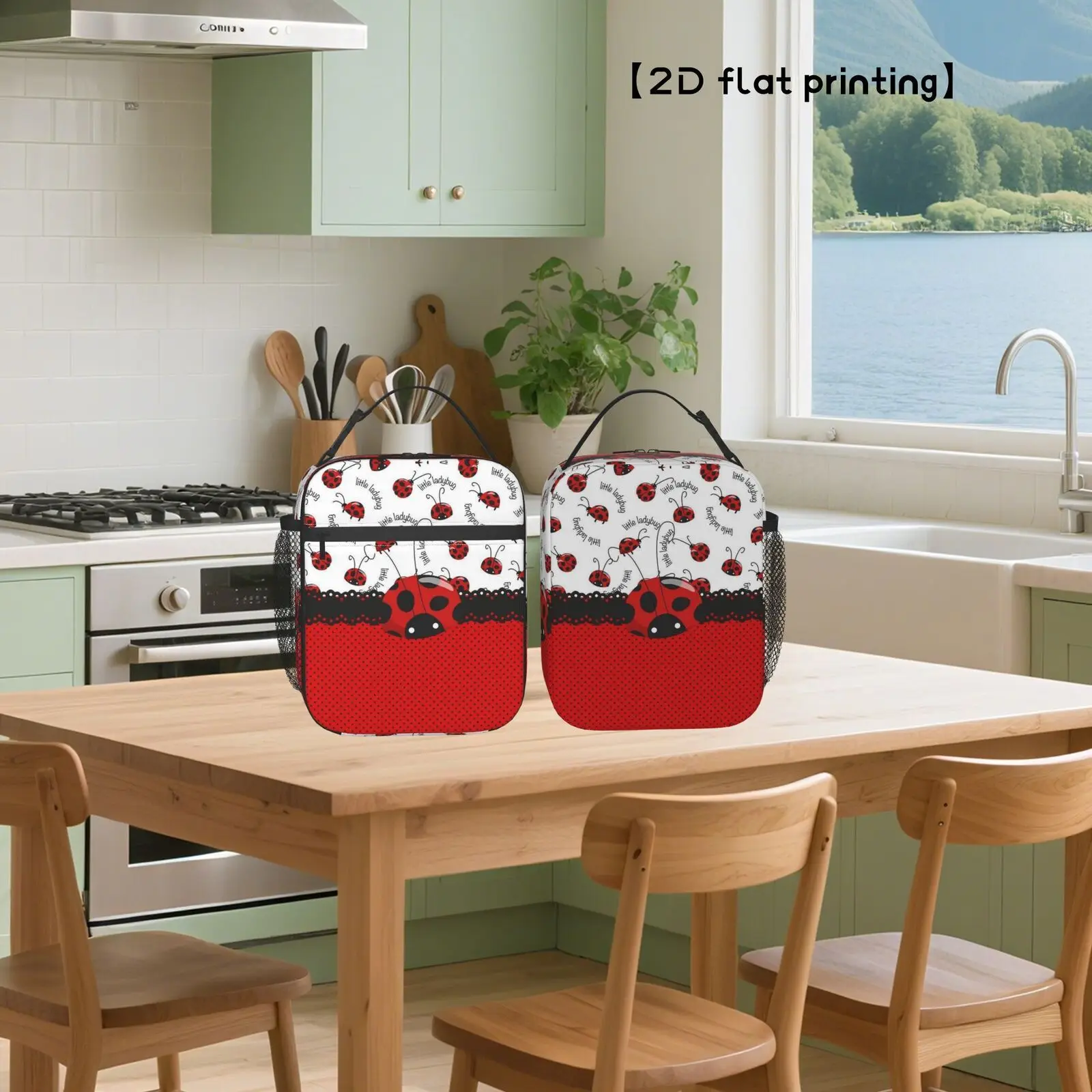 Ladybug Portable Reusable Cooler Bag, Holiday Gift, Birthday Gift, Lunch Bag for Travel, Outdoor Necessities