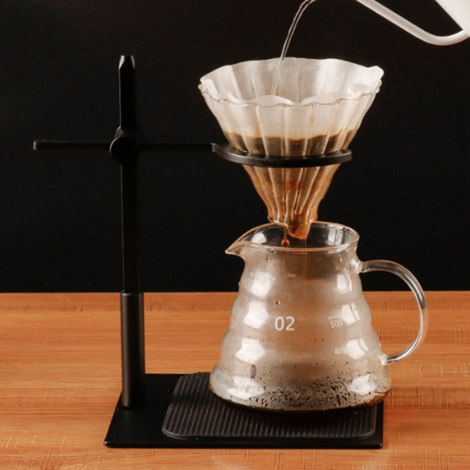 Adjustable Coffee Drip Station Vintage Pour Over Espresso Dripper Stand Removable Rack with Non-Slip Base Holder For Kitchen Bar