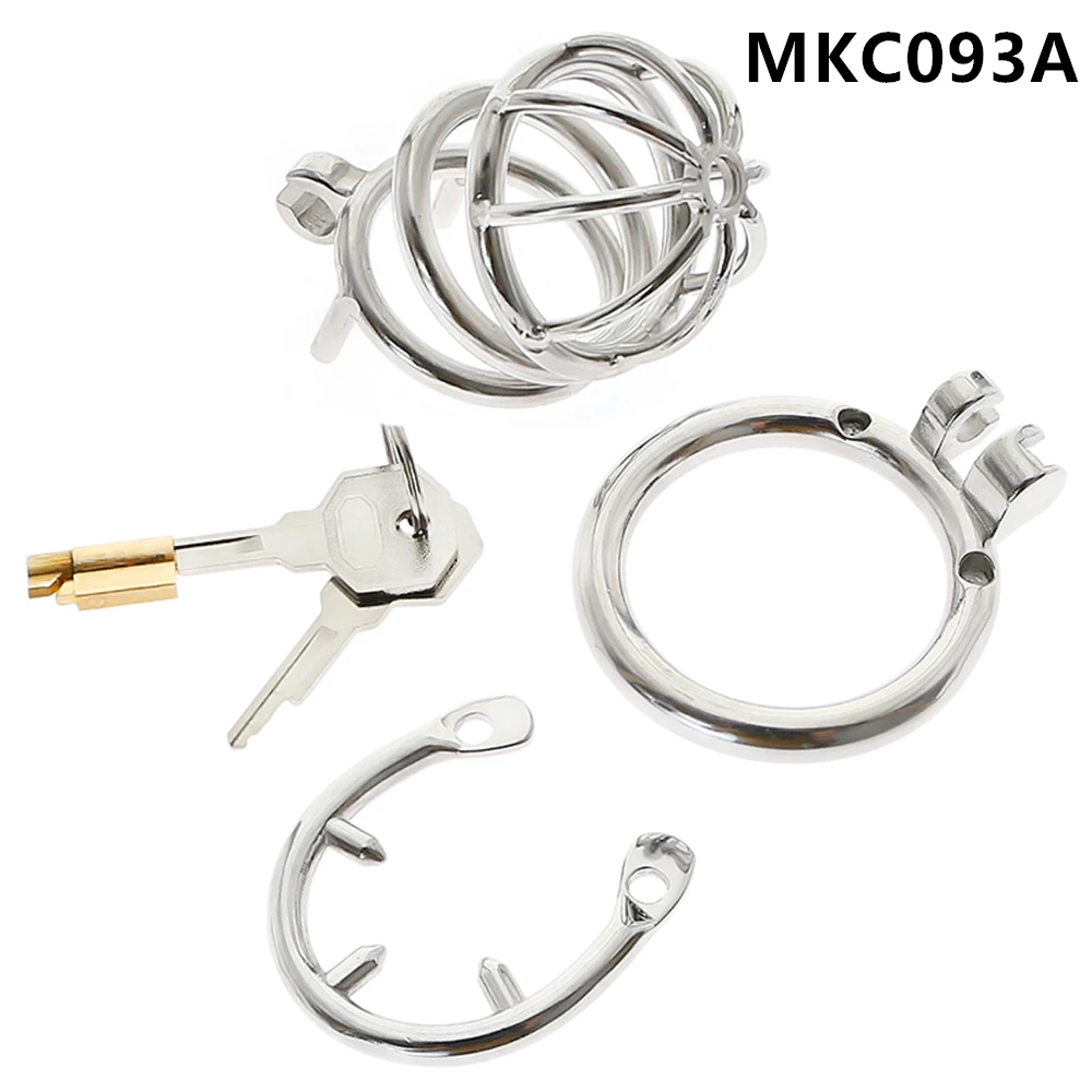 Small Upgrade Big Penis Lock Male Stainless Steel Metal Cock Cage Chastity Anti Off Spiked Ring Erotic Bondage Husband Loyalty