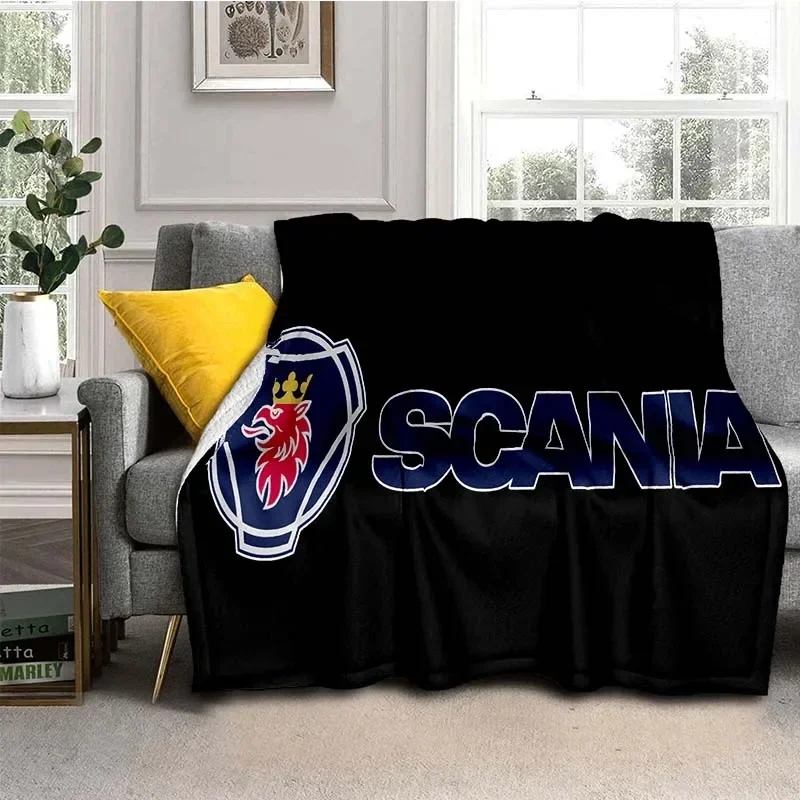 S-SCANIA Truck logo plush blanket, fashionable home sofa bed decoration, portable warmth, picnic, adult and child gift blanket