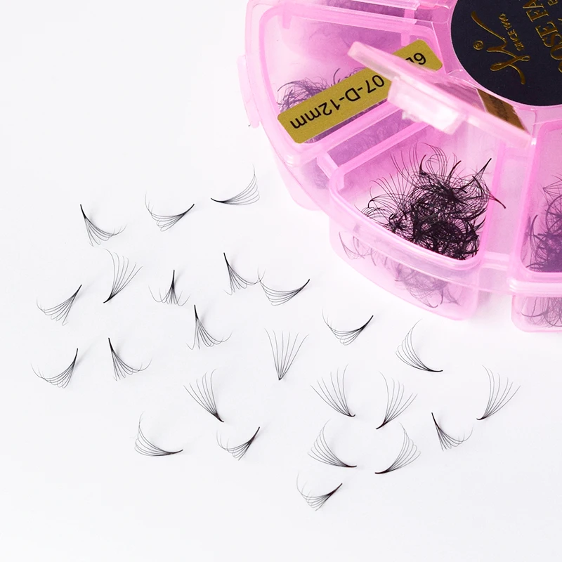 H&L since 1990  3--14D Mixed Length Sharp Stem Slim Base Cluster Premade Fans type  Volume Fans Eyelash Extension