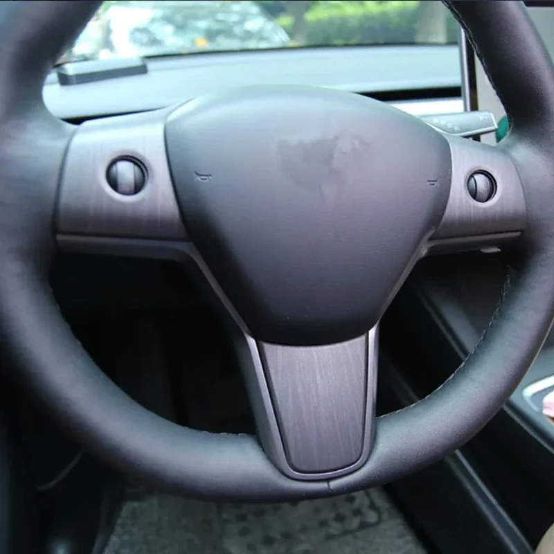 Car Steering Wheel Panel Decoration Cover Sticker for Tesla Model 3 2016-2023 Model Y 2019-2023 Car Accessoires