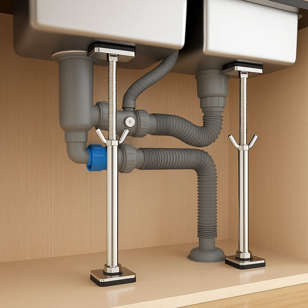 

Stainless Steel Undermount Sink Brackets Adjustable Telescopic Undermount Sink Support Adjustable Sink Legs Bottom Installation