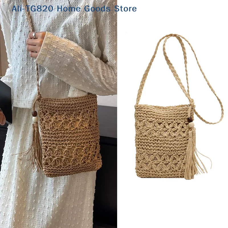 

[TG820]Women Messenger Bags Tassel Woven Shoulder Crossbody Bag Casual Beach Straw Bag For Women Bolsa Feminina