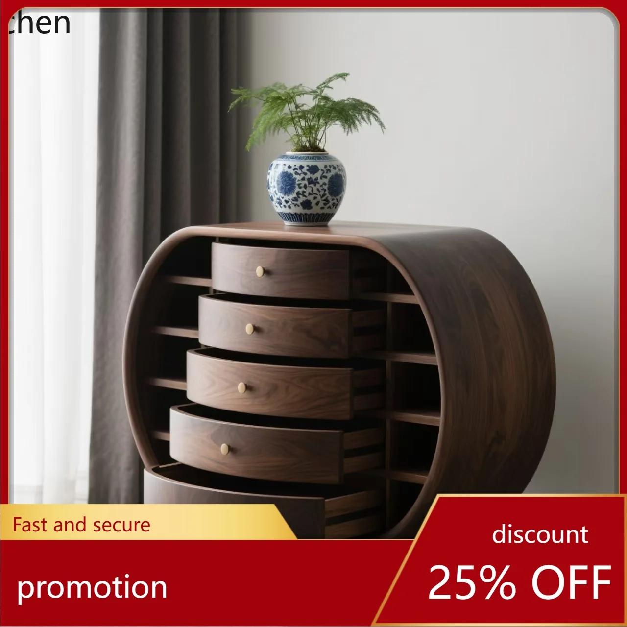 

HT Song Style Solid Wood Five-Drawer Cabinet Bedroom Storage Cabinet Living Room Wall-Mounted Drawer Cabinet