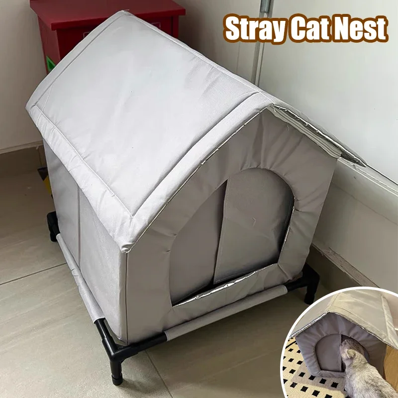 

Укрытие для кошек Stray, зимняя мебель для домашних животных, ткань Оксфорд, устойчивый к атмосферным воздействиям, кошачий домик, спасательные принадлежности для кошек и собак, для использования в помещении и на открытом воздухе