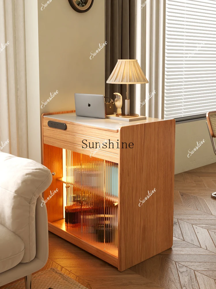 Telescopic all-solid wood island integrated small apartment kitchen multi-functional storage table and chair combination  FT