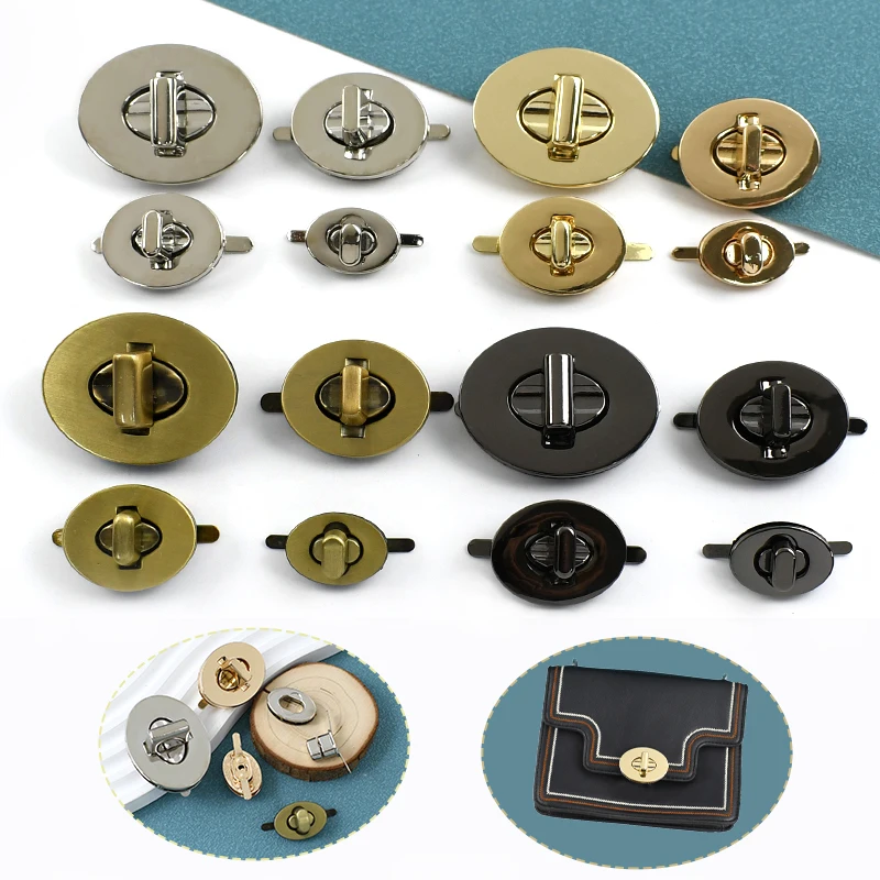 

4Pcs Meetee Oval Metal Twist Lock Clasp for Handbag Bag Closure Hook Purse DIY Decoration Turn Snap Buckle Webbing Leather Craft