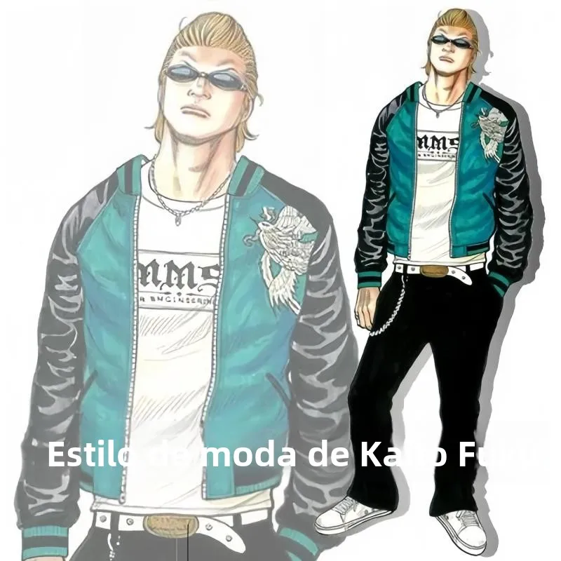 Jaqueta Dupla Face com Bordado de Dragão e Fênix, Estilo Bigodes Horizontais, Inspirada em Tfoa Motsunegashira & Shinoda, Jaq...