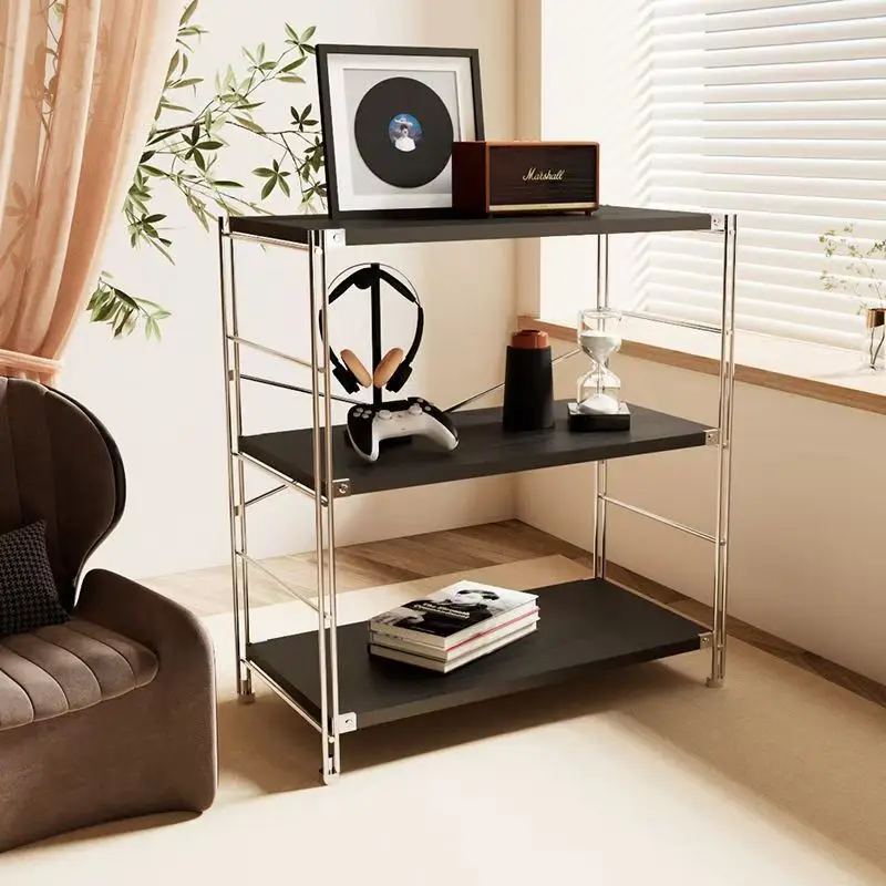 Storage shelves, black minimalist shelves, balconies, living room bookshelves, kitchen multi-level sideboards, storage shelves