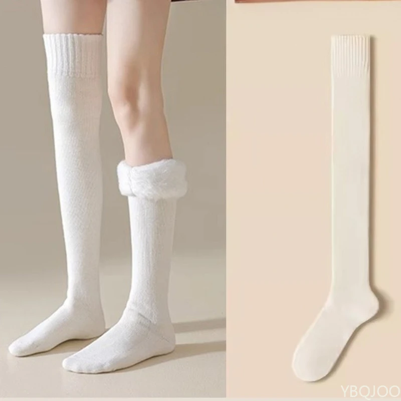 

6 pairs of women's autumn winter plush thick warm comfortable knee long tube knee and leg protection stockings